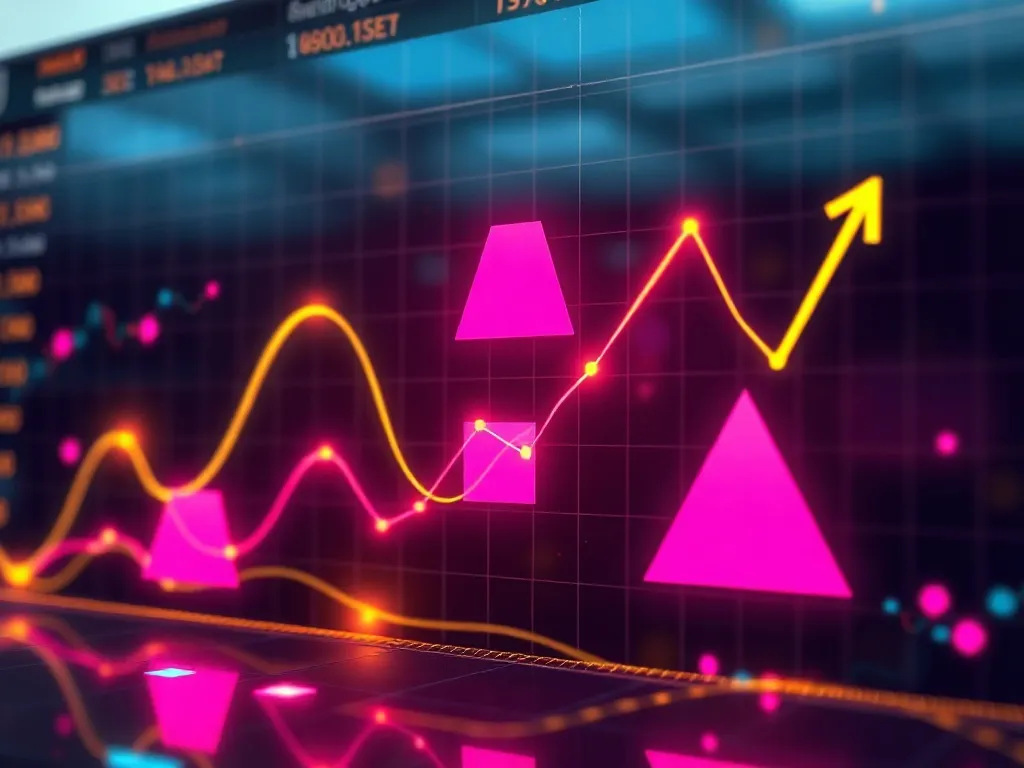 An abstract high-tech financial data visualization with gold